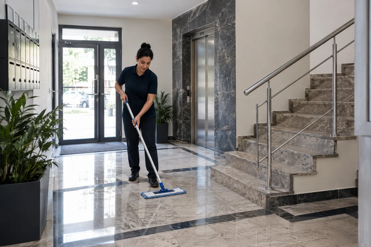 Apartman ve Site Temizliği için temsili temizlik görseli